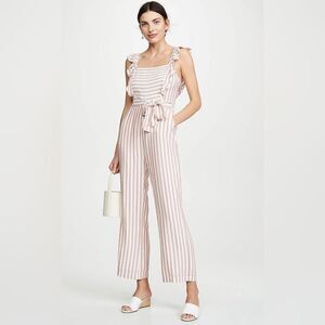 PAIGE Marino Striped Pink White Sleeveless Jumpsuit Tie‎ Belt Size Small New